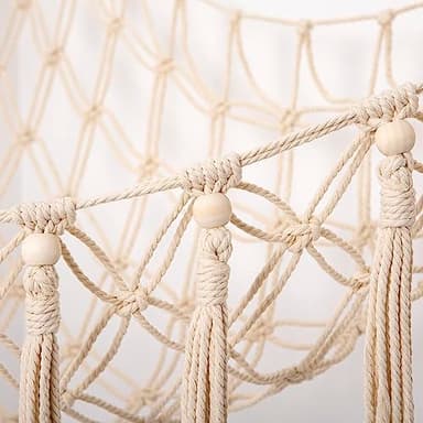 YKBU Stuffed Animals Hammock Corner Hanging Net with Wooden Beads Macrame Stuffed Animal Storage Ideas Plush Holder Toy Organizer for Boho Nursery Playroom Bedroom Kids Room Decor (cream, X-Large) - Image 3