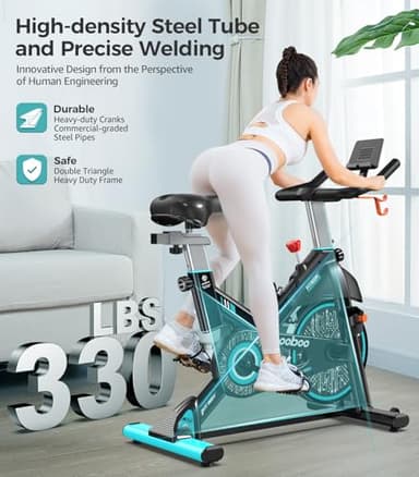 Exercise Bike Adjustable Resistance Cardio Workout Indoor Fitness Bike w/LCD Monitor Adjustable Seat Straps Foot Pads Home Office Fitness Training Workout - Image 2