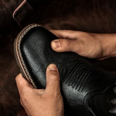 Lumeheel Cowboy Boots for Men - Western Square Toe Men's Black Boots with White Classic Embroidered, Slip on Chunky Heel for Spring Fall 10M - Image 2