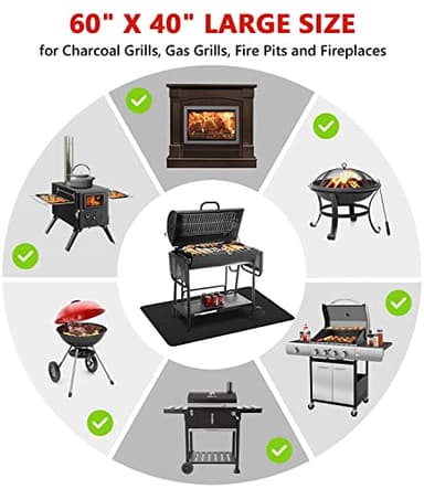 Protebox 60 x 40 inch Under Grill Mats for Outdoor Grill, Double-Sided Fireproof Deck and Patio Protector Mat, Waterproof Oil-Proof BBQ Floor Pad Indoor Fire Pit Fireplace Mat - Image 5