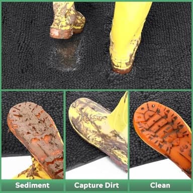 Dog Door Mat for Muddy Paws, Pet Rug Chenille Absorbent Outdoor Doormat 36"x 24", Non Slip Heavy Indoor Doormat Soft Front Inside Doormats for Entryway, Mud Paws, Patio,Dog Paw Dark Grey - Image 6