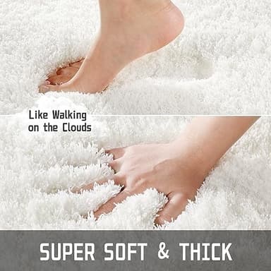 Yimobra Bathroom Rugs Non Slip Washable 36x24, Ultra Soft and Water Absorbent Bath Mats, Plush Fluffy Shower Mat Outside, Luxury Microfiber Thick Carpet Matts for Bathroom Floor/Tub, Off White - Image 3