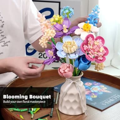 SUNHABI Flower Building Set for Adults Flower Bouquet Botanical Collection Unique Home Décor or Office Décor Great Gift for Her and Him (VASE NOT Included) - Image 2