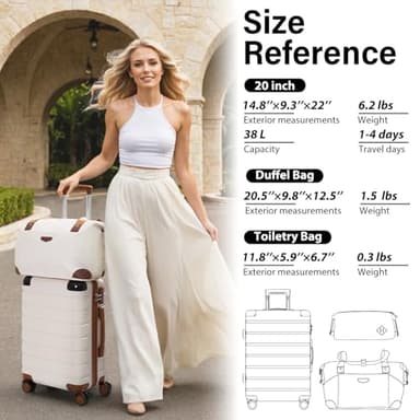 Coolife Luggage Set Suitcase 3 Piece Carry On Travel Luggage TSA Lock Spinner Wheels Aluminum Corner Protectors Hard Shell Lightweight Suitcase Set - Image 7