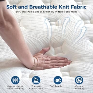 Juego Queen Mattress, 12 Inch Mixed Memory Foam Mattress. Bagged Spring, Zoned Pressure Relief, Medium Firm Feel, Motion Isolation, Deep Sleep, Certified Safe Foams and Fabric, CertiPUR-US, White - Image 3