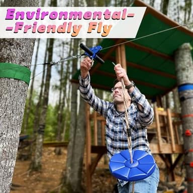 Zipline for Kids and Adult, Zip line Kits for Backyard with Stainless Steel Spring Brake, Cable Tensioning Kit, Safety Harness, 2 Tree Protectors and Full Set of Zip line Accessories - Image 7