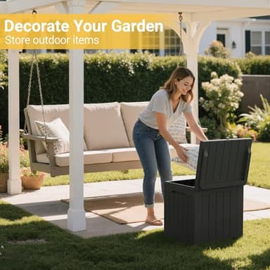 Greesum 31 Gallon Resin Deck Box Large Outdoor Storage for Patio Furniture, Garden Tools, Pool Supplies, Weatherproof and UV Resistant, Lockable, Dark Black - Image 2