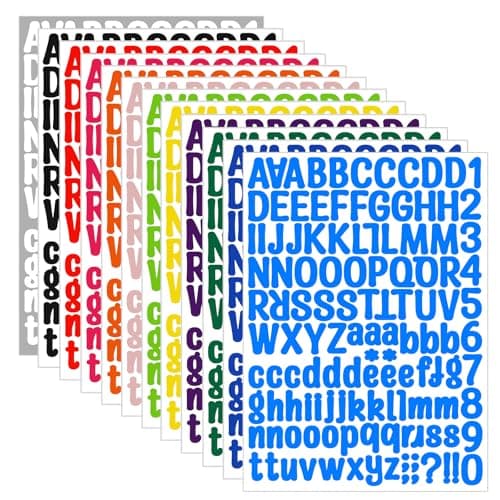 1512 Letter Stickers, 12 Sheets Alphabet Sticker, Vinyl Letters, Mailbox Numbers, Self Adhesive Sticks for Scrapbook, Graduation Cap, Water Bottle, Windows, 1 inch Multicolor Stick on Letters - Image 1
