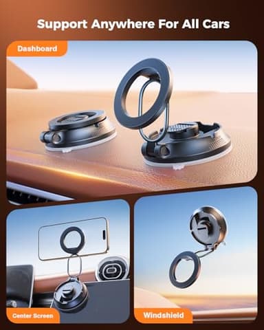 SUPERONE for Magsafe Car Mount [Powerful Suction] Magnetic Phone Holder for Car Dash Windshield, Suction Cup Phone Mount for iPhone 17/16 Pro Max Plus 15 14 13 12/Magsafe Case/All Car Models - Image 2