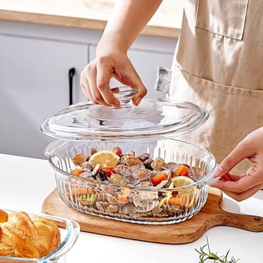 M MCIRCO 4-Piece Glass Casserole Baking Dish, Set of 2 Casseroles With Glass Lids, 1.9 Qt and 3 Qt - Image 6