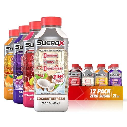 SueroX Sugar-Free Sports Drink for Hydration and Recovery, Electrolyte Hydration Drink with 8 Ions, Zero Calorie Sports Drinks with Electrolytes, Tropical Pack, 21.3 Fl Oz, 12 Count - Image 1