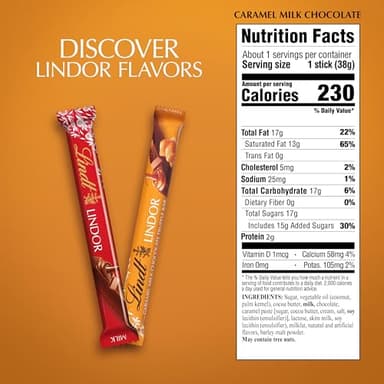 Lindt LINDOR Caramel Milk Chocolate Truffle Bar, Milk Chocolate Candy with Smooth, Melting Truffle Center, 1.3 oz. (24 Pack) - Image 2