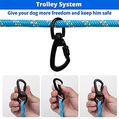 Dog Tie Out Cable for Camping - 50ft/70ft/100ft Portable Reflective Overhead Trolley System for Dogs up to 300lbs - Dog Lead for Yard Camping | Parks | Outdoor Events Blue - Image 2