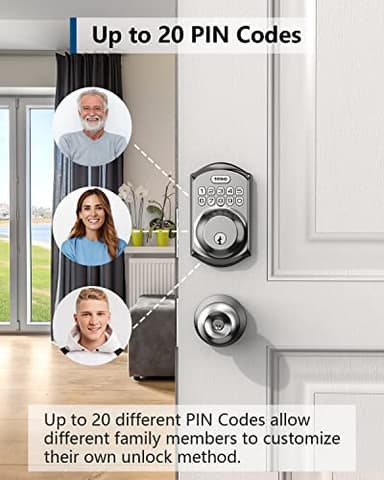 TEEHO TE001 Keyless Entry Door Lock with Keypad - Smart Deadbolt Lock for Front Door with 2 Keys - Auto Lock - Easy Installation - Satin Nickel - Image 2