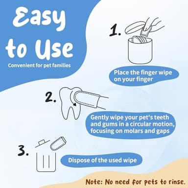 RWT Dog Teeth Cleaning Wipes, 60 Count – Reduces Plaque and Tartar, Freshens Breath, Disposable Pet Finger Wipes for Dogs & Cats Toothbrush Gentle Dental Care - Image 7