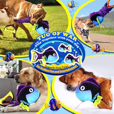 Squeaky Dog Toys for Aggressive Chewers -Suitable for Large Breeds-Chew Toys for Puppy Teething-Dog Toys to Keep Them Busy -Crinkle&Tug of War Play Indoor - Image 5
