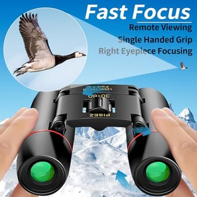 PISEZ 30X60 Compact Binoculars for Adults and Kids，Lightweight Foldable Easy Focus Small Binoculars for Bird Watching Hunting Concert Traveling Theater Opera Sightseeing - Image 6