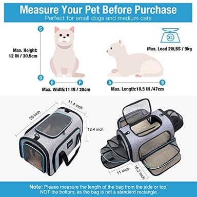 Siivton Pet Carrier Airline Approved, 4 Sides Expandable Cat Carrier Bag with Removable Fleece Pad, Large Soft Sided Pet Travel Carrier, Dog Carrier for Cats, Puppy and Small Dogs - Image 2