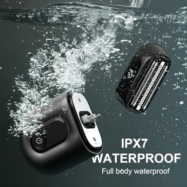 Fangaci Electric Foil Shavers for Men: Mini Electric Razor with Big LED Display & 3 Floating Blades - IPX7 Waterproof Wet Dry Face Razor, USB Type C - Image 6