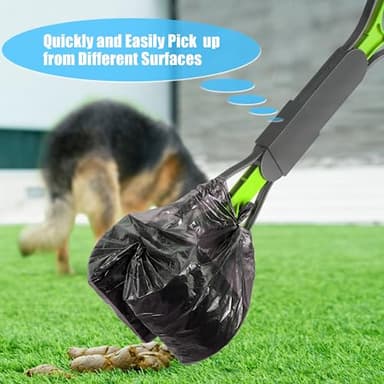 VacFreKep 80cm Pet Pooper Scooper for Dogs and Cats with Long Handle High Strength Material and Durable Spring for Easy Grass and Gravel Pick Up(Green) - Image 5