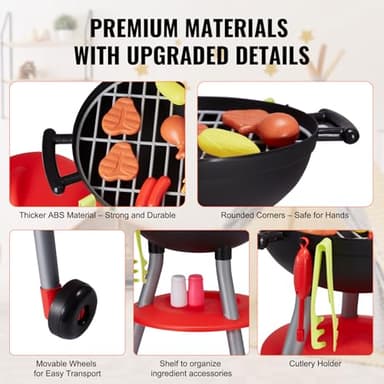 VEVOR 28 PCS BBQ Grill Playset, Kids Toys Kitchen Playset with Sound & Light, Little Chef Play, Interactive Grill Play Food Cooking Playset Barbecue Toy Grill for Toddlers Boys Girls 3-5 Birthday Gift - Image 4