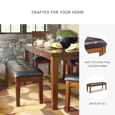 Signature Design by Ashley Ralene Tufted Upholstered Dining Room Bench, Medium Brown - Image 5