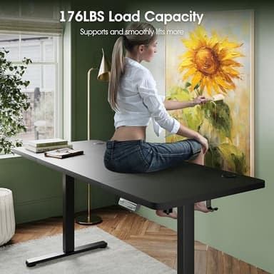 Monomi Electric Height Adjustable Standing Desk, 55x24 Inches, Ergonomic Home Office Sit/Stand Up Desk (Black Steel Frame/Black Top) - Image 6
