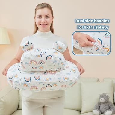 lasoftan Nursing Pillow for Breastfeeding, Breast Feeding Pillow for Mom Support, Adjustable Waist Strap and Removable Cotton Cover, Rainbow - Image 6