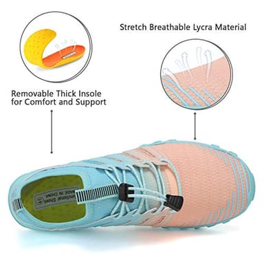 WateLves Water Shoes Mens Womens Beach Swim Shoes Quick-Dry Aqua Socks Pool Shoes for Surf Yoga Water Aerobics (Gradient Pink Blue, 38) - Image 4