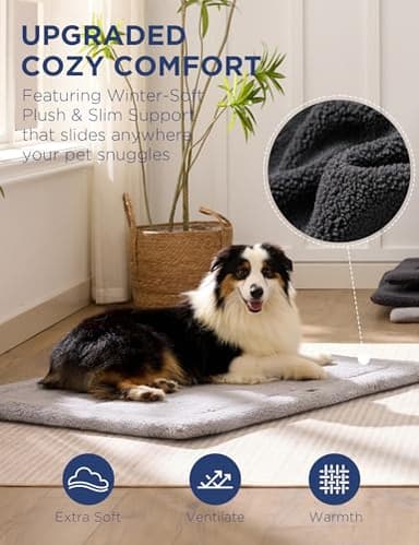 Joydeco Low Profile Dog Crate Mat Reversible Bed Pad, Washable Dog Pad Mat with Ultra Soft Fleece, Compact Design Kennel Beds Mats for Extra Large Medium Small Pets, 44" x 32" Dark Gray - Image 2