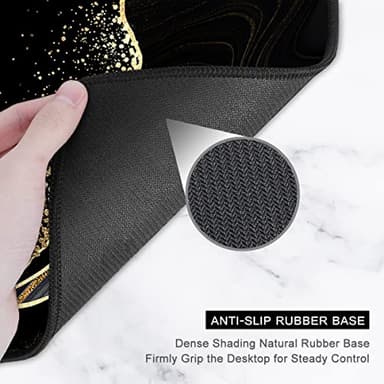 Auhoahsil Desk Pad, XL Extended Large Gaming Mouse Pad 31.5 x 11.8 Inch, Waterproof Mousepad with Stitched Edges, Non-Slip Computer Keyboard Laptop Mat for Women Men Office Work, Black Gold River - Image 4