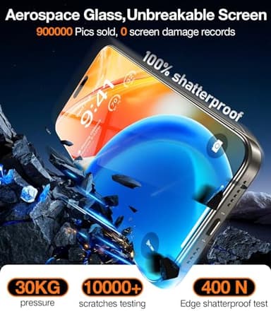 TORRAS Screen Protector for iPhone 2023 Diamond Shield Shatterproof Full Coverage, 6.7 inch, 2 Pack - Image 4