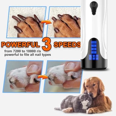 YABIFE Dog Nail Trimmers and Dog Nail Clippers Kit, Whisper Quiet Electric Grinder with Light, for Small, Medium, Large Dogs, Cats Toenail Grooming, 3 Speeds - Image 3