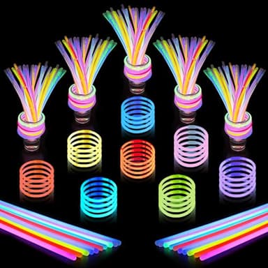 GemPrime 100 Pcs Glow Sticks Bulk Party Pack – 8” Glow in the Dark Party Supplies & Party Favors Pack for Glow Bracelets & Glow Necklaces – 100 Connectors for Christmas, Concerts & Birthdays - Image 2