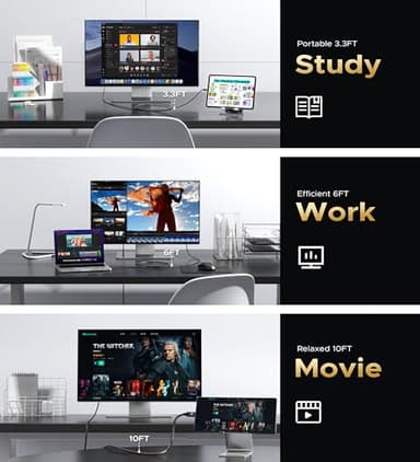 Warrky USB C to DisplayPort Cable 8K 60Hz [Gold-Plated Plug, Metal Case] 4K 240Hz, 2K 360Hz Type-C to Display Port 1.4 Cord, Thunderbolt 5/4/3 Compatible with MacBook Pro/Air, iPhone 17, iPad, Galaxy - Image 5