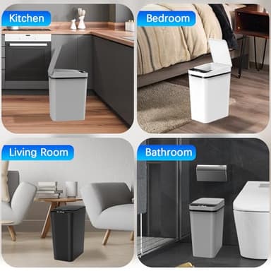 3 Pack Automatic Small Bathroom Trash Can with Lid - 2.5 Gallon Touchless Garbage Can, Motion Sensor Smart Trash Bin, Slim Dog Proof Trashcan, Waterproof Plastic Wastebasket for Bedroom Office Kitchen - Image 6
