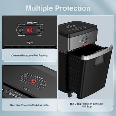 BONSEN Paper Shredder, 20-Sheet 60 Mins Nonstop Heavy Duty Paper Shredder for Office, 60dB Ultra Quiet Cross-Cut Shredder with 6.6 Gals Basket, Anti-Jam CD and Credit Shredder for Home Office (S3104) - Image 6