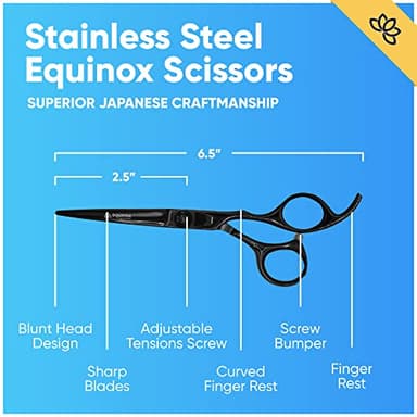 Equinox Razor Edge Series Professional Hair Scissors - 6.5� Premium Japanese Stainless Steel Hair Cutting Scissors, Hair Shears, Hair Razors for Hair Cutting, Barber Accessories & Hair Salon Supplies - Image 2