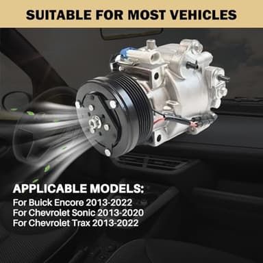 Aspligo Air Conditioner AC Compressor Fits for Chevrolet Sonic Trax 1.4L 1.8L 2013-2022, for Buick Encore 1.4L 2013-2022, with A/C Clutch, CO22301C AC Compressor, Replaces 26699506, 42623009 - Image 6