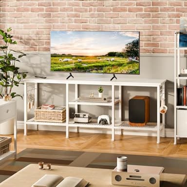 Furologee TV Stand for TVs up to 55 Inch, Entertainment Center with Open Storage Shelves, Media Console Table with Soundbar Shelf for Living Room, Bedroom, White - Image 7