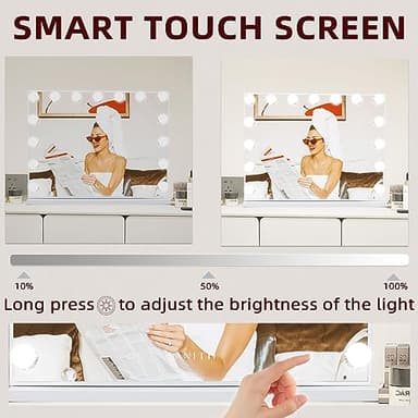 VANITII Vanity Hollywood Mirror with Lights Speaker USB Charging Lighted Makeup Mirror with Bulbs 3 Lighting Modes and Desktop Light up Mirror for Bedroom Dressing Room - Image 4