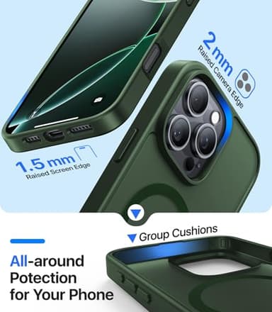 KCQNine Magnetic for iPhone 16 Pro Case,[Compatible with MagSafe][Military-Grade Drop Protection][Anti-Yellowing]Shockproof Protective Translucent Matte Cover for iPhone 16 Pro Phone Case,Forest Green - Image 6