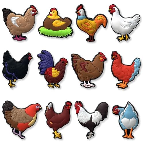 12Pcs Chickens Shoe Charms for Croc Clogs Decoration, Chick Shoe Decoration for Adults Teen - Image 1