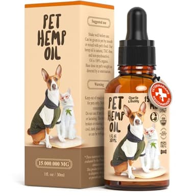 Charlie Buddy - Hеmp Oil for Dogs Cats - Hip and Joint Support and Skin Health - Anxiety, Calm, Pain - Omega 3, 6, 9 and Vitamins B, C, E - Image 1