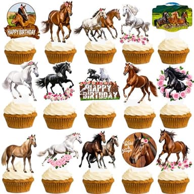 Horse Cupcake Toppers - 48 Pcs Racing Horse Cupcake Decorations for Birthday Parties & Baby Showers - Image 2