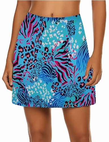 Ekouaer Women's Athletic Golf Skort - Athletic Running Workout Active Skorts Skirts with Shorts Blue Leopard-Print M - Image 1