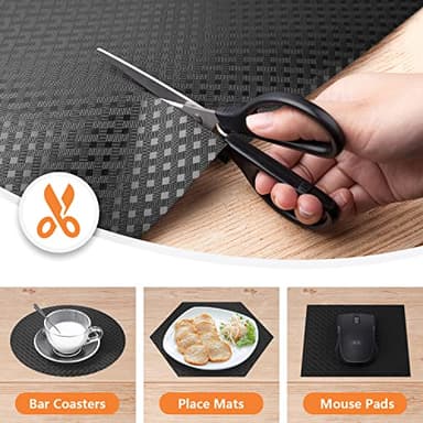 Shelf Liners for Kitchen Cabinets Refrigerator Liners Waterproof & Oil-Proof Kitchen Cupboard Liner Non-Slip Drawer Mats EVA Material Non Adhesive Fridge Liner for Shelves -Black 17.5 x 157.4 Inches - Image 3