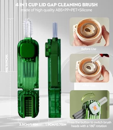 VIDONIO 4 in 1 Bottle Gap Cleaning Brush - 2 PCS Multifunctional Cup Lid Cleaning Tools, Mutipurpose Tiny Silicone Cup Holder Cleaner Nipple Cleaning Brush, Home Kitchen Cleaning Tools - Image 2