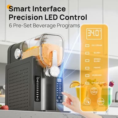 Slushie Machine No Ice Needed, Slushy Machine for Home, Frozen Drink Maker with 6 Preset Programs for Margaritas, Frappés, Milk Shake and More, LED Display, Self-Cleaning, AD03, Black - Image 4