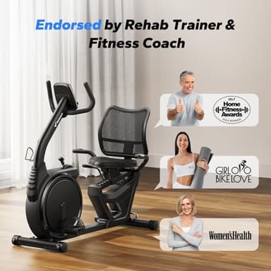 MERACH Recumbent Exercise Bikes for home, Light Commercial High-end Recumbent Bike for Seniors Adults, Magnetic Recumbent Exercise Bike with Smart Bluetooth and Exclusive App, LCD, Heart Rate Handle - Image 2